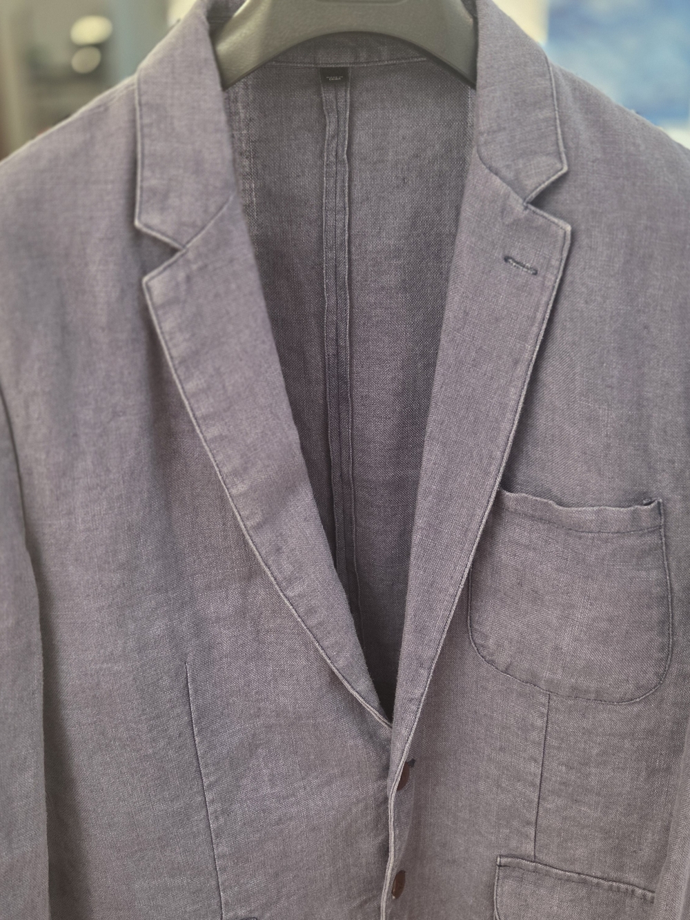 J. Crew Mens 100% Baird McNutt Irish Linen Mid Blue Blazer Sport Coat (44R)